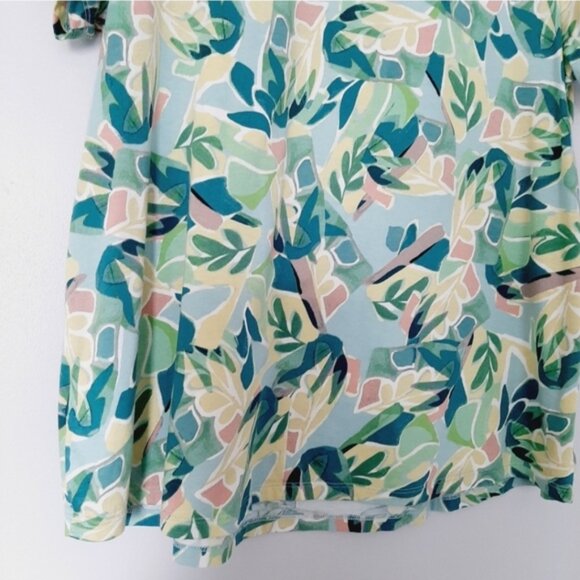 ADDITION ELLE Modern T-shirt Abstract Floral Botanical Green & Blue Top Sz 2X - Picture 14 of 14